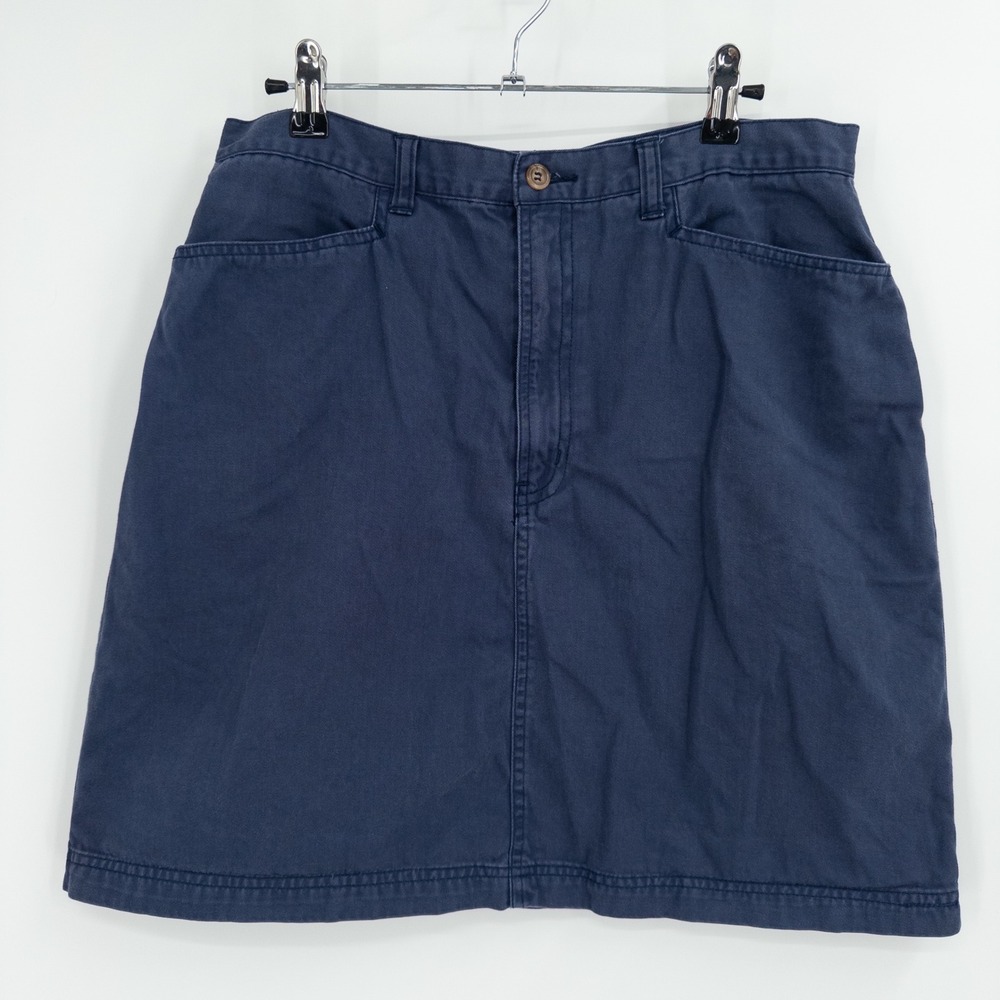 Vintage 90s Chino Skirt Women 14 Navy Blue Cotton Mini Minimalist Granny Norm
